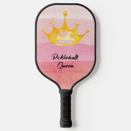 Pickleball Queen Pink Wasserfarbe Mit Monogramm Pi Schläger (Vorderseite)
