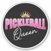 Pickleball Queen Pink White and Gold Crown Aufkleber (Vorderseite)