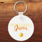 PICKLEBALL QUEEN Sports Fun Yellow Orange White Schlüsselanhänger (Vorderseite)