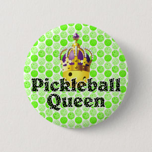 Pickleball Queen Yellow Ball Tragekrone Lila Button