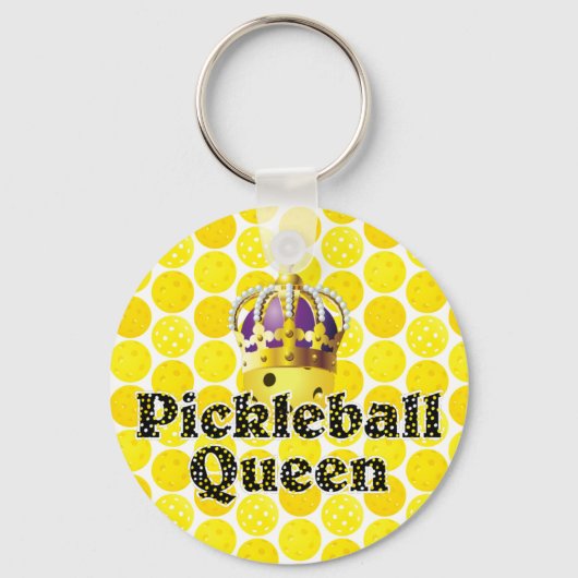 Pickleball Queen - Yellow Pickleball Wearing Crown Schlüsselanhänger (Vorderseite)