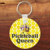 Pickleball Queen - Yellow Pickleball Wearing Crown Schlüsselanhänger (Vorderseite)