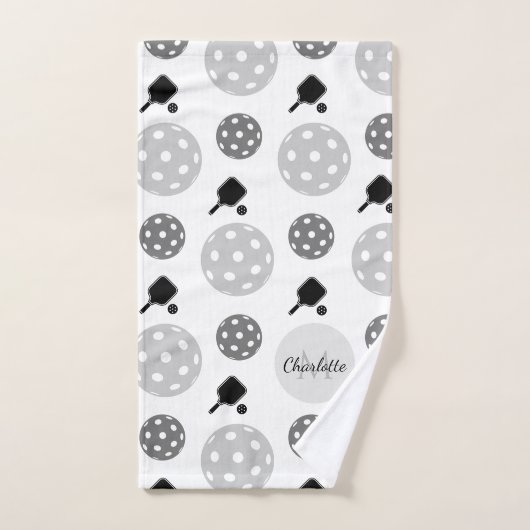 Pickleball Rackle Ball Monogram Kids Name Handtuch (Handtuch)