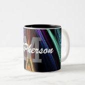 Pickleball-Radiorfarben - Monogramm und Name Zweifarbige Tasse (VorderseiteRechts)