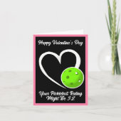 Pickleball Rating Valentine Heart Pink und Green Karte (Vorderseite)