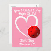Pickleball Rating Valentine Heart Red Pink Postkarte (Vorne/Hinten)