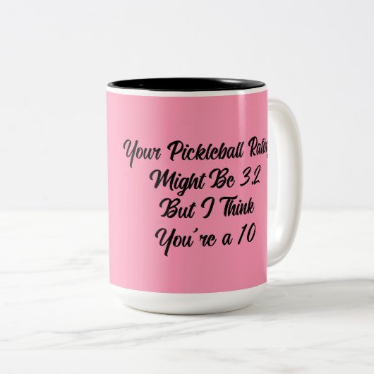 Pickleball Rating Valentine Heart Red Pink Zweifarbige Tasse (VorderseiteRechts)