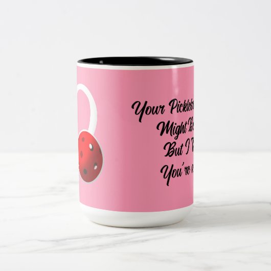Pickleball Rating Valentine Heart Red Pink Zweifarbige Tasse (Mittel)
