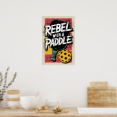 Pickleball-Rebell Mit Einem Paddle-Kunstposter Poster (Küche)