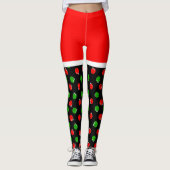 Pickleball Red Santa Shorts Red & Green Ornaments Leggings (Vorderseite)