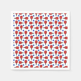 Pickleball Red White Blue Paddles and Pickle Balls Serviette