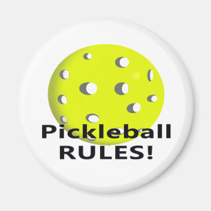 Pickleball-Regeln! mit gelbem schwarzem Text Magnet