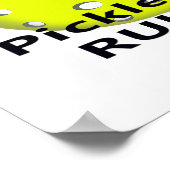 Pickleball-Regeln! mit gelbem schwarzem Text Poster (Ecke)