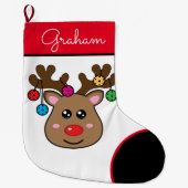 Pickleball Reindeer Junge Grosser Weihnachtsmann S Großer Weihnachtsstrumpf (Vorderseite)