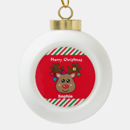 Pickleball Reindeer 🎄 Keramik Kugel-Ornament