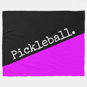 PICKLEBALL Retro-Hellrosa Schwarzer Farbblock Fleecedecke