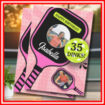Pickleball RETRO Pink Sports PHOTO Geburtstagskart