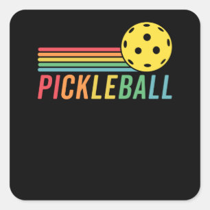 Pickleball Retro Sunset Sport Game Pickleball Quadratischer Aufkleber