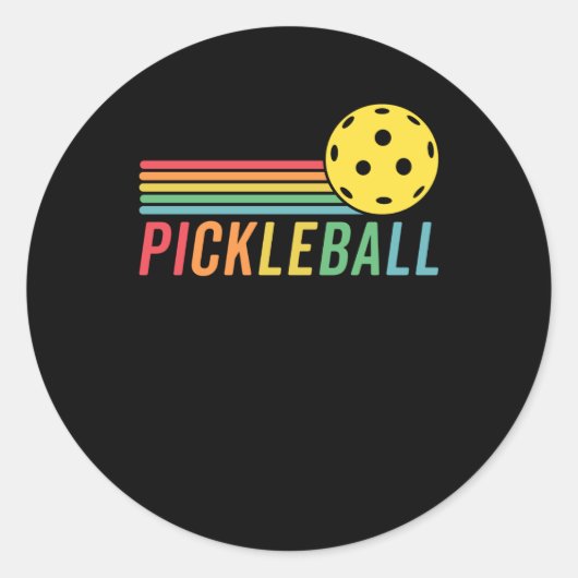 Pickleball Retro Sunset Sport Game Pickleball Runder Aufkleber (Vorderseite)