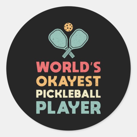 Pickleball Retro World's Super Pickleball Player Runder Aufkleber (Vorderseite)