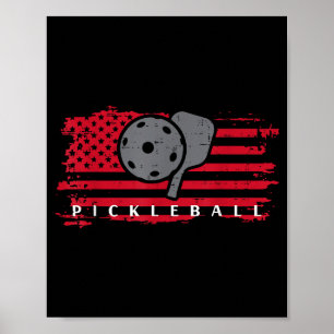 Pickleball rote amerikanische Flagge Pickle Ball M Poster