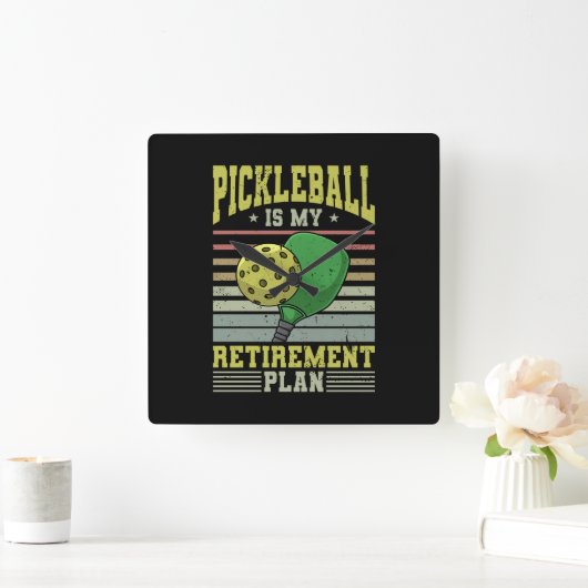Pickleball - Ruhestand bei Pickleball Quadratische Wanduhr (Zuhause)