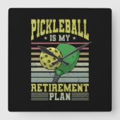 Pickleball - Ruhestand bei Pickleball Quadratische Wanduhr (Vorderseite)
