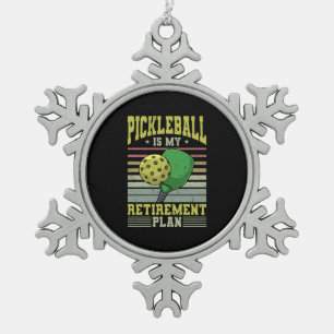 Pickleball - Ruhestand bei Pickleball Schneeflocken Zinn-Ornament