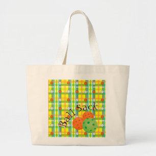Pickleball Sack - Gelb, orange, grün Kariert Jumbo Stoffbeutel