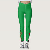 Pickleball Santa and Reindeer Christmas Cool Green Leggings (Vorderseite)