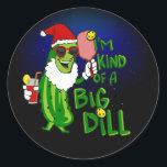 Pickleball Santa Big Dill Runder Aufkleber<br><div class="desc">Christmas Pickleball Santa Pickle I'm Kind of a Big Deal quote is great for pickle ball players with a sense of humor.

If you love this design,  remember to add it to more of your favorite products!</div>