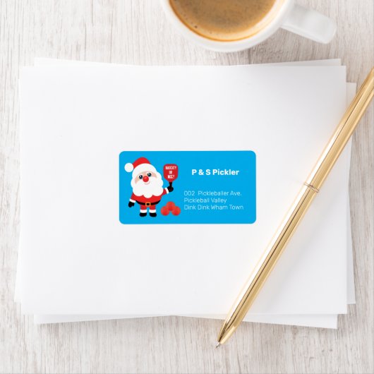Pickleball 🎅 Santa Blue-Adresse oder Rückgabeschr Adressaufkleber (Insitu)