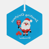 Pickleball 🎅 Santa Blue Glass Ornament (Rückseite)