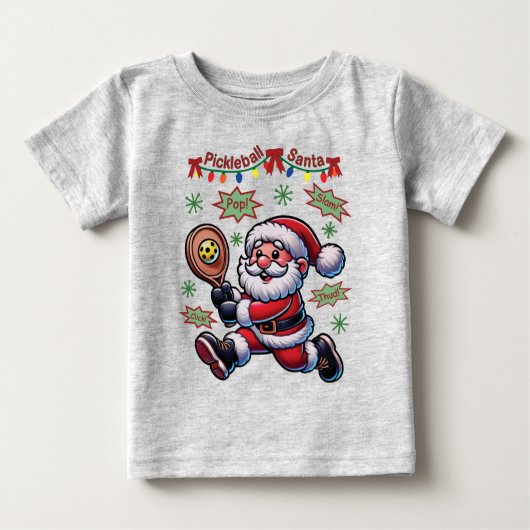 Pickleball Santa Claus Weihnachten Baby T-shirt (Vorderseite)