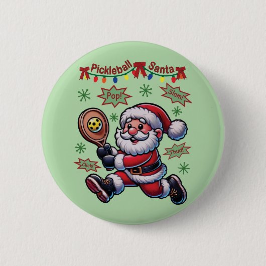 Pickleball Santa Claus Weihnachten Button (Vorderseite)