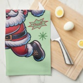 Pickleball Santa Claus Weihnachten Geschirrtuch (Viertel Falte)