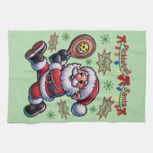 Pickleball Santa Claus Weihnachten Geschirrtuch (Horizontal)
