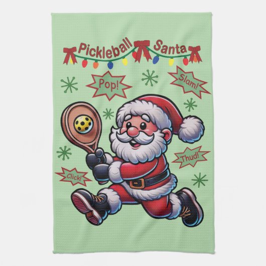 Pickleball Santa Claus Weihnachten Geschirrtuch (Vertikal)