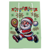 Pickleball Santa Claus Weihnachten Mittlere Geschenktüte (Rückseite)