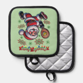 Pickleball Santa Claus Weihnachten Topflappen (Vorderseite/Rückseite)