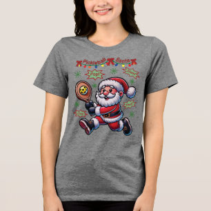 Pickleball Santa Claus Weihnachten Tri-Blend Shirt