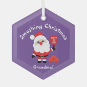 Pickleball 🎅 Santa lila Glass Ornament Aus Glas (Vorderseite)
