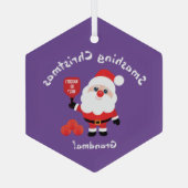 Pickleball 🎅 Santa lila Glass Ornament Aus Glas (Rückseite)
