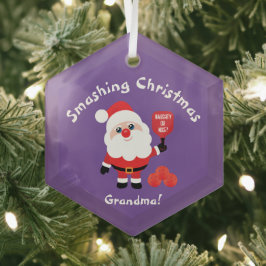 Pickleball 🎅 Santa lila Glass Ornament Aus Glas