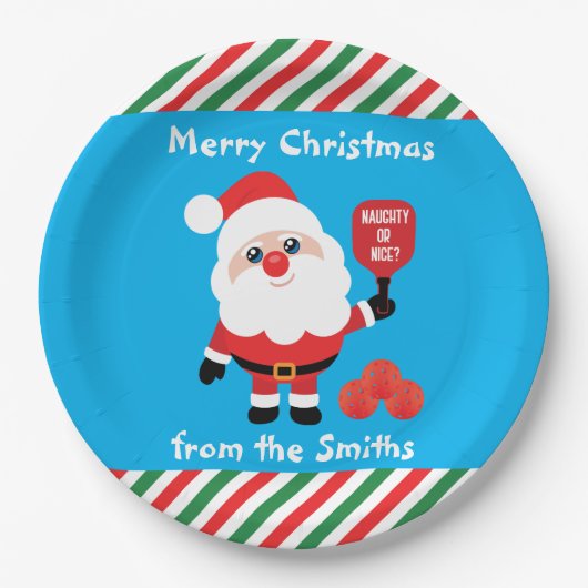 Pickleball 🎅 Santa Paper Plate Pappteller (Vorderseite)
