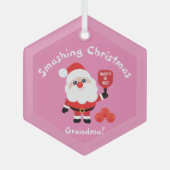 Pickleball 🎅 Santa Pink Glasverzierung Ornament Aus Glas (Vorderseite)