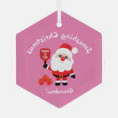 Pickleball 🎅 Santa Pink Glasverzierung Ornament Aus Glas (Rückseite)