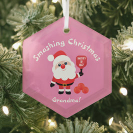 Pickleball 🎅 Santa Pink Glasverzierung Ornament Aus Glas