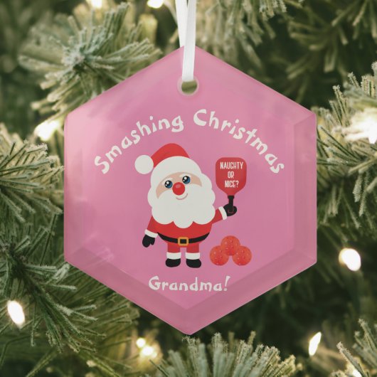 Pickleball 🎅 Santa Pink Glasverzierung Ornament Aus Glas (Insitu)