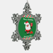 Pickleball 🎅 Santa Schneeflocken Zinn-Ornament (Links)